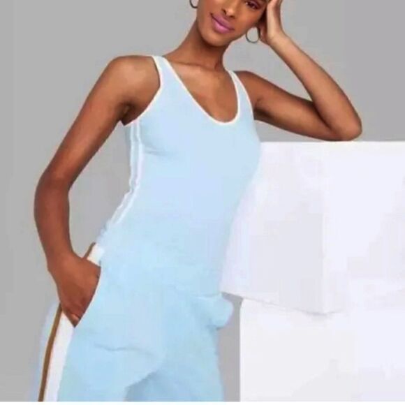 Wild Fable Blue White Athletic Stripe Bodysuit NWT Size XL or XXL - Picture 4 of 11